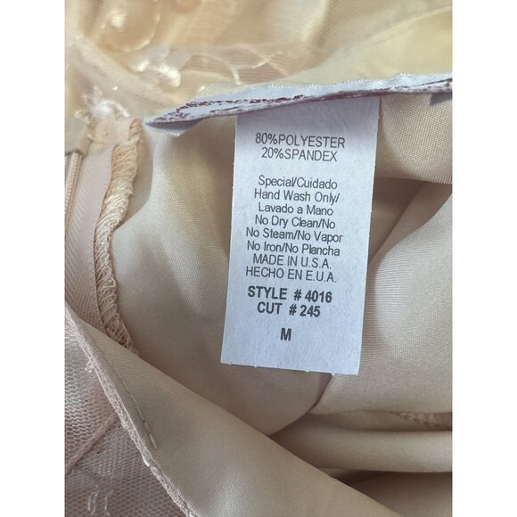 Polka USA Vintage Mesh Lace Midi Dress Nude Cream Floral Embroidered Slip Dress - Picture 10 of 12